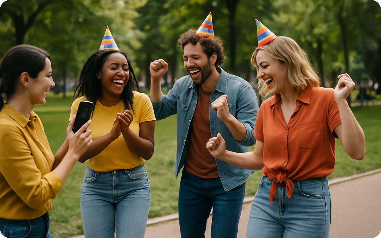 Adults enjoying Birthday Legends